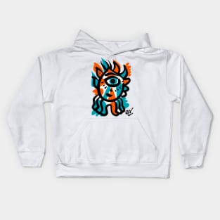 Blue and Orange Cyclops Graffiti Art Kids Hoodie